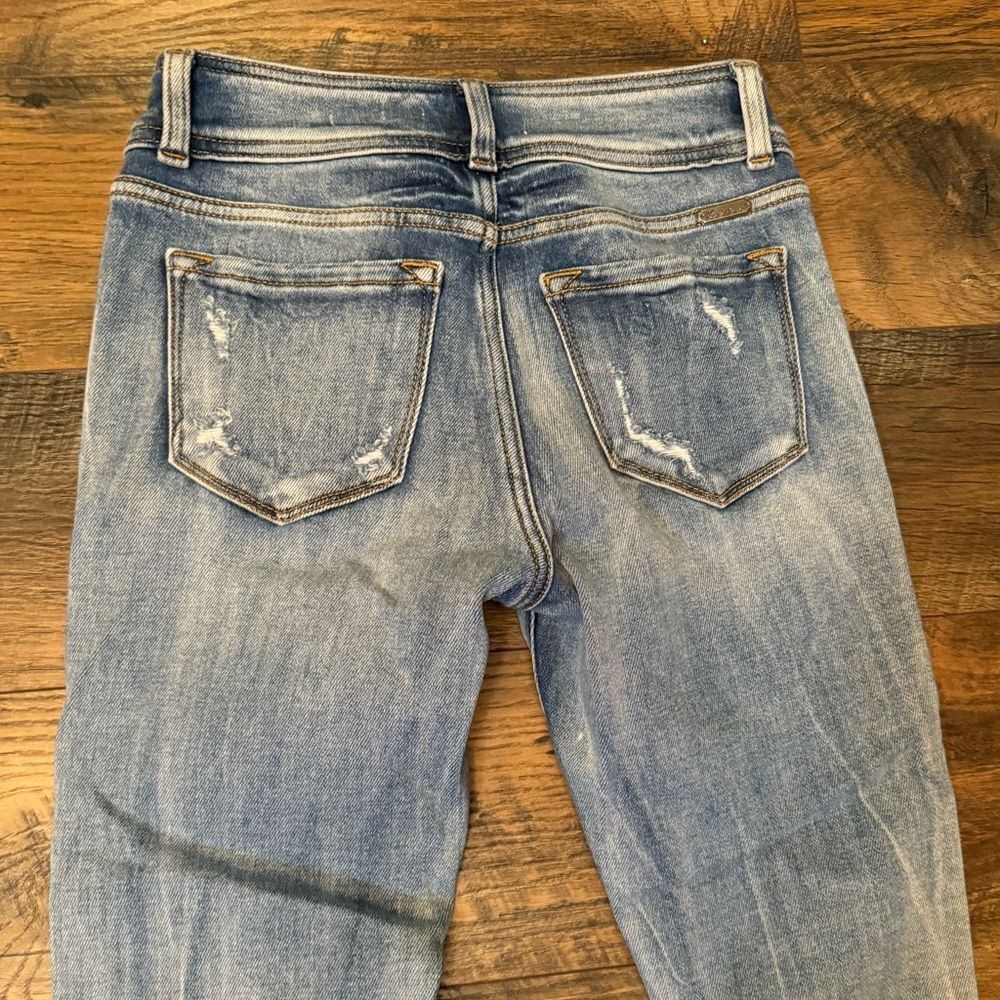 KanCan Medium Light Blue Frayed Hem Ankle Skinny Jeans - Picture 6 of 7